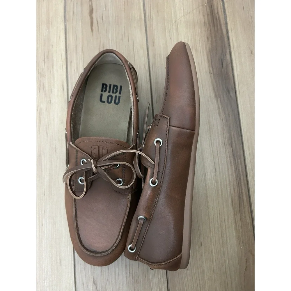 Anthropologie Bibi Lou Tana Loafers 10 Brown Boat Shoes Used Like New